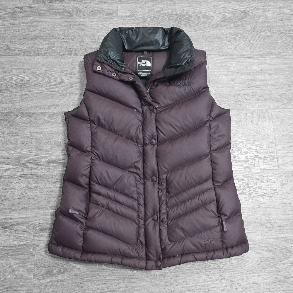 The North Face 700 Gilet Down Body Warmer Sleeveless Vest Womens Sz M Purple EUC